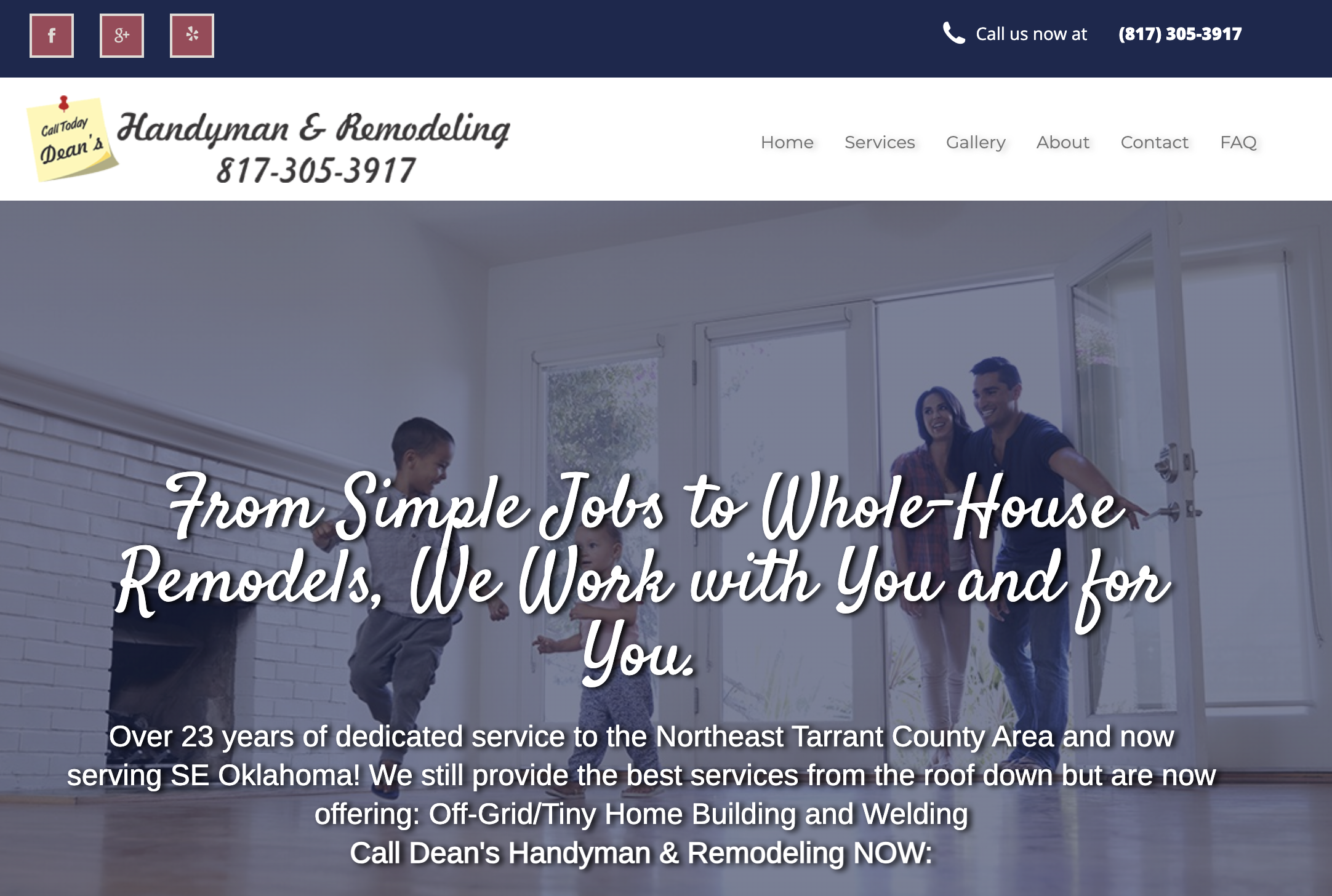 Captura de Imagen del Sitio Web de Servicios de Mantenimiento de Dean Handyman and Remodeling.